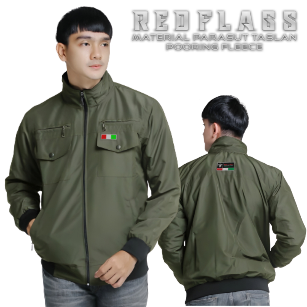 JAKET PRIA TEBAL TASLAN BOLAK-BALIK JUMBO REDFLAGS M, L, XL, XXL SGM JAKET parasut taslan JUMBO