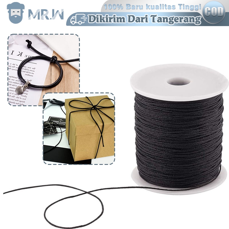 160m Tali Kulit Gelang Korea 1mm Tali Korea Hitam Tali Kulit Korea Wax Cord Bahan Kerajinan Gelang D