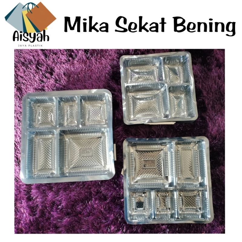 (Isi 100 Pcs) Mika Bening Sekat / Mika Makanan / Mika Nasi / Mika Sekat (Aisyah Jaya Plastik)