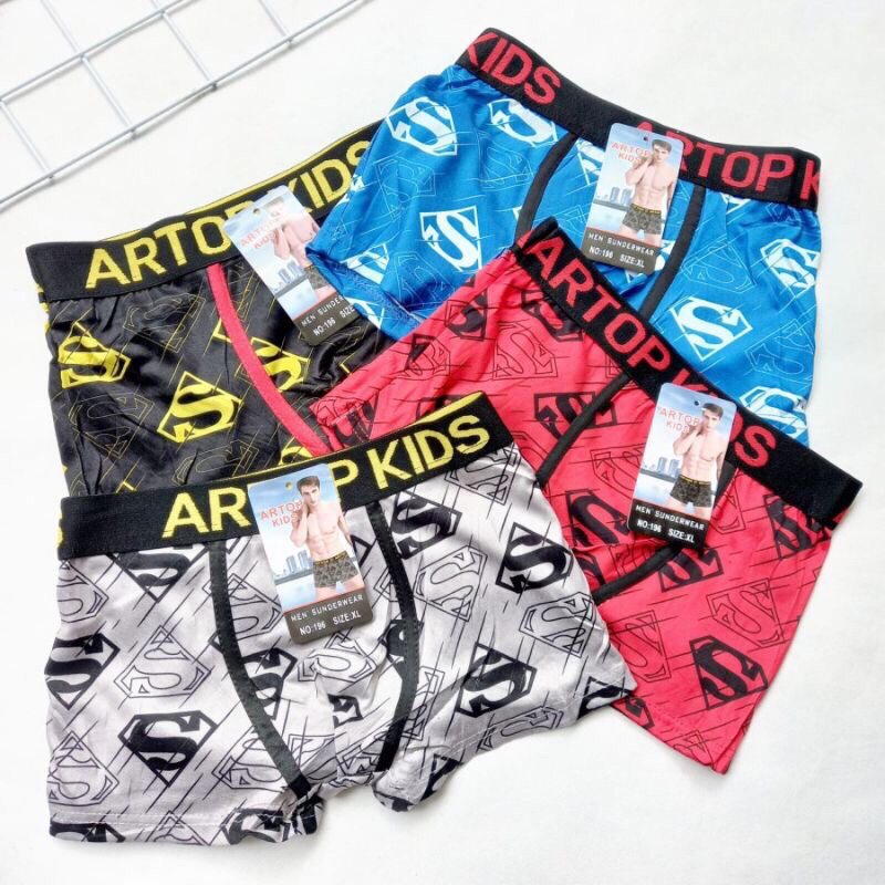 12Pcs Boxer CD Celana Dalam Anak Laki Laki Usia 6-12Tahun Artop