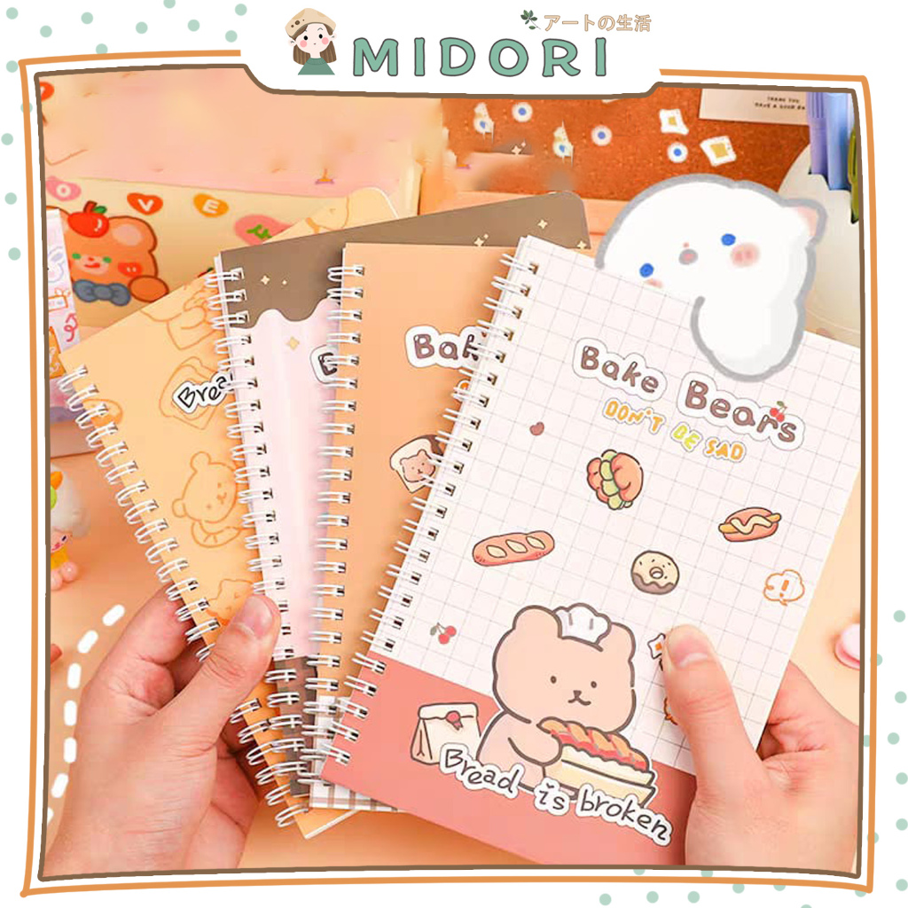 

[MIDORI] 1Pcs NoteBook A5 Spiral Random Cute Cartoon Notebook Buku Tulis A5 Buku Catatan Garis - E0051
