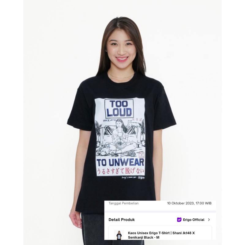 [New] Erigo T-Shirt | Shani Jkt48 X Senikanji Black Original Size M