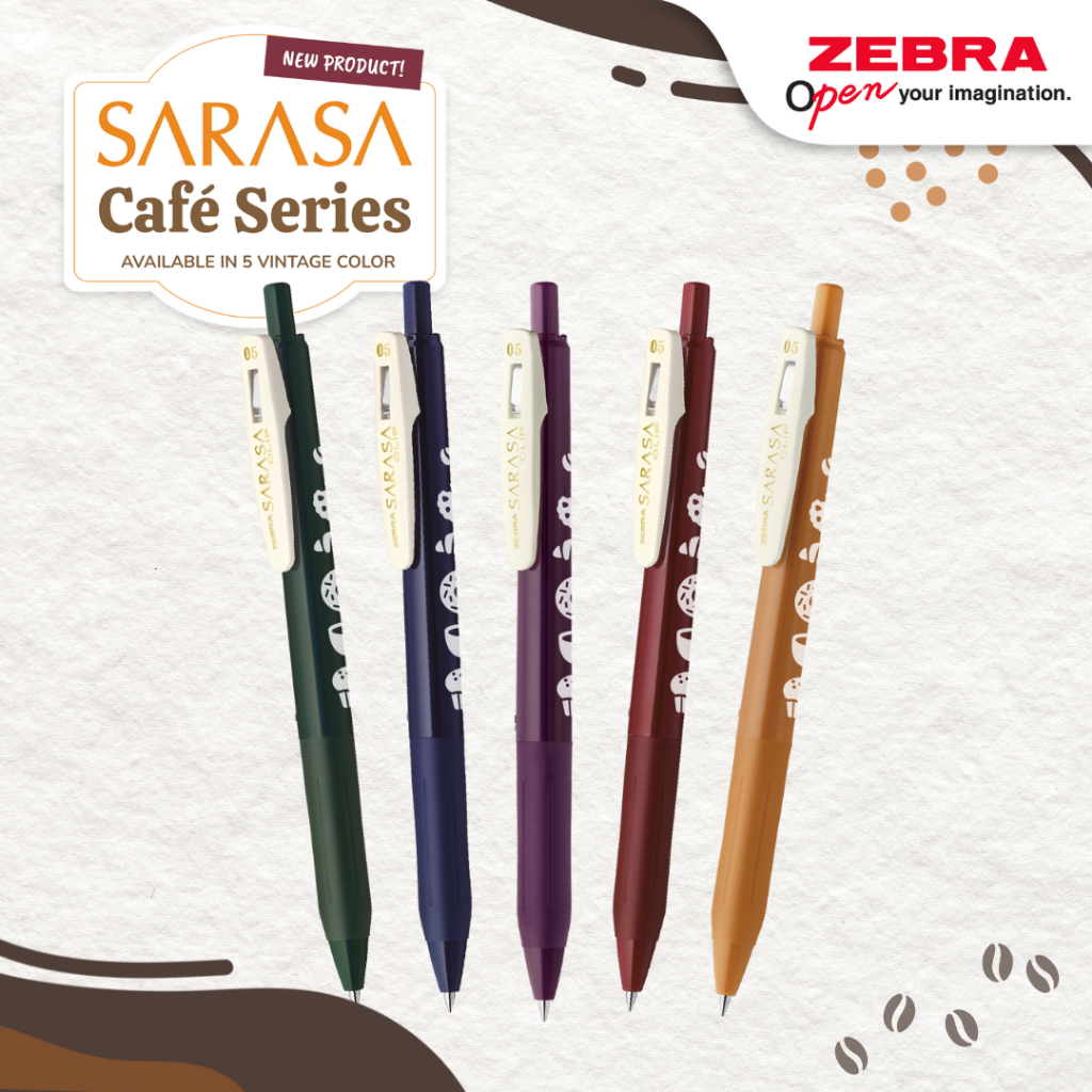 

ZEBRA Sarasa Clip Pulpen Gel 0.5mm Vintage Series Cafe Gel Pen Limited Edition Alat Tulis