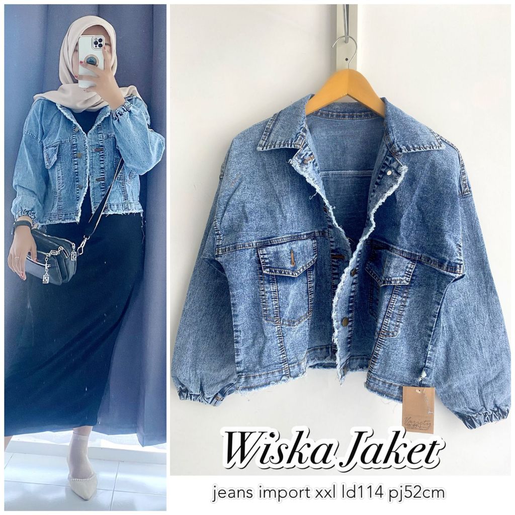 ABCD LABEL / WISKA JAKET / JAKET JEANS CROP / JEANS JAKET CROP OVERSIZE / JAKET JEANS OVERSIZE / JEA
