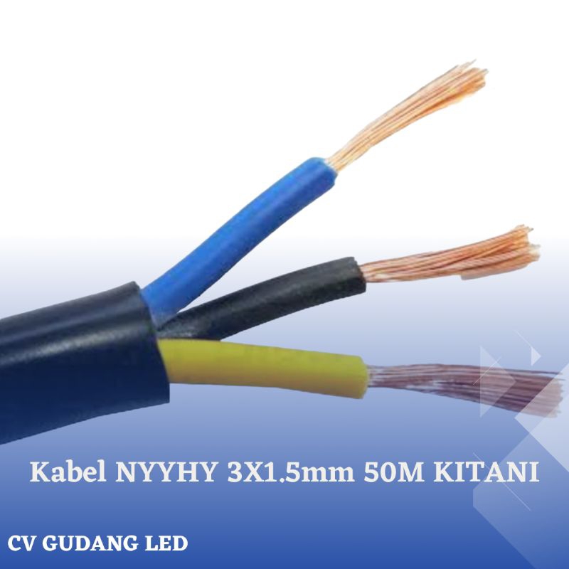 Kabel NYYHY  ( Hitam ) 3X1.5mm 50M ( 1 Roll ) - KITANI