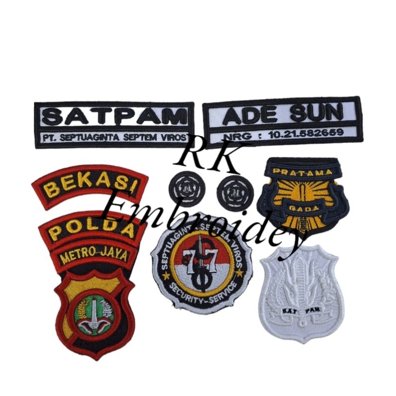 Patch Bordir Atribut Satpam Satu Set Lengkap Bordir Timbul