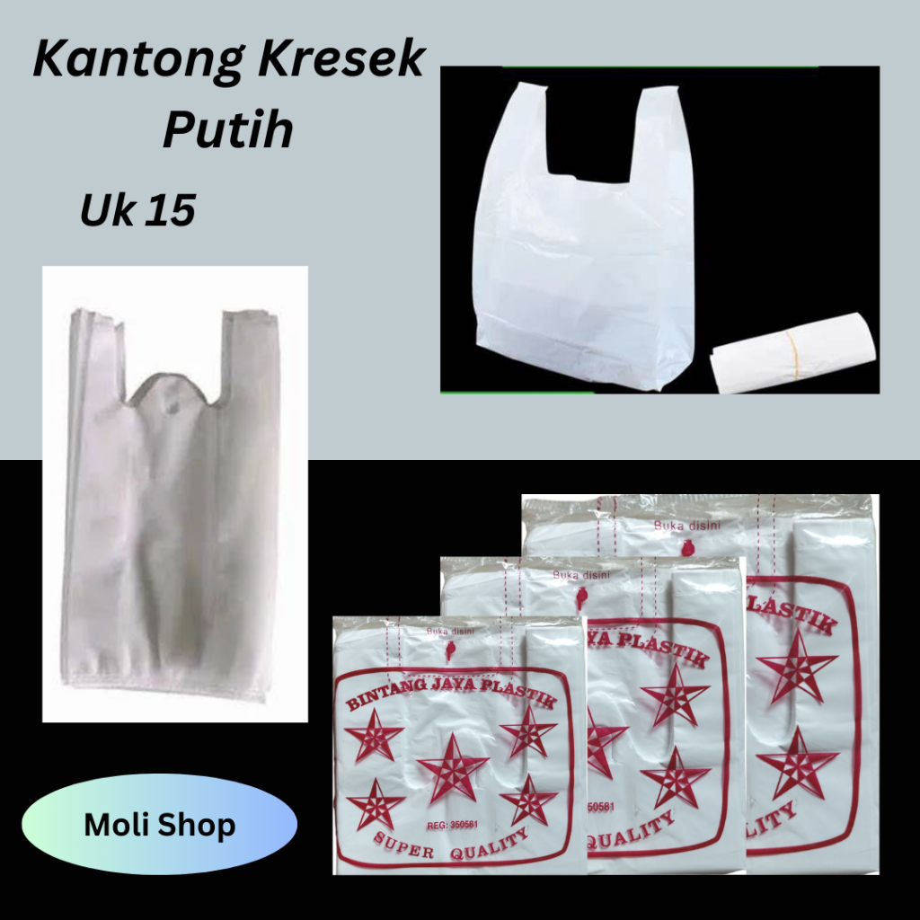 Eko Putih Uk 15 | Kantong Plastik, kantong Kresek putih tipis Kecil