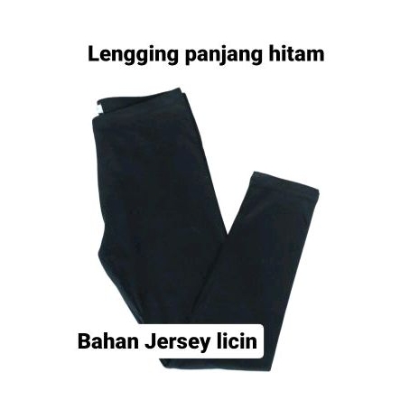 legging panjang hitam bahan spandeks Jersey licin tidak menerawang ukuran standart