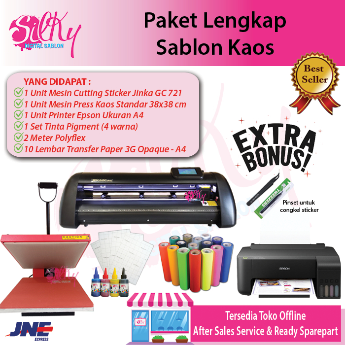 Paket Usaha Sablon Kaos | Mesin Press Kaos | Mesin Cutting Sticker Auto Contour