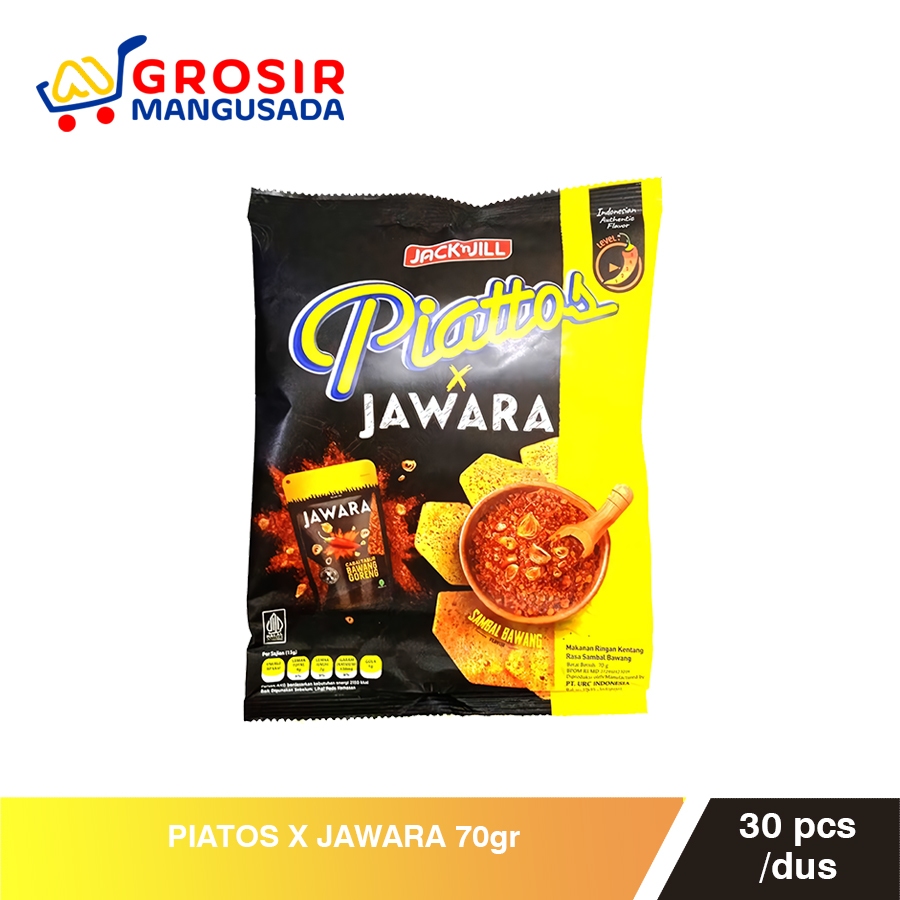 

Piatos X Jawara Keripik Kentang Rasa Sambal Bawang 70gr Harga Grosir 6 pcs