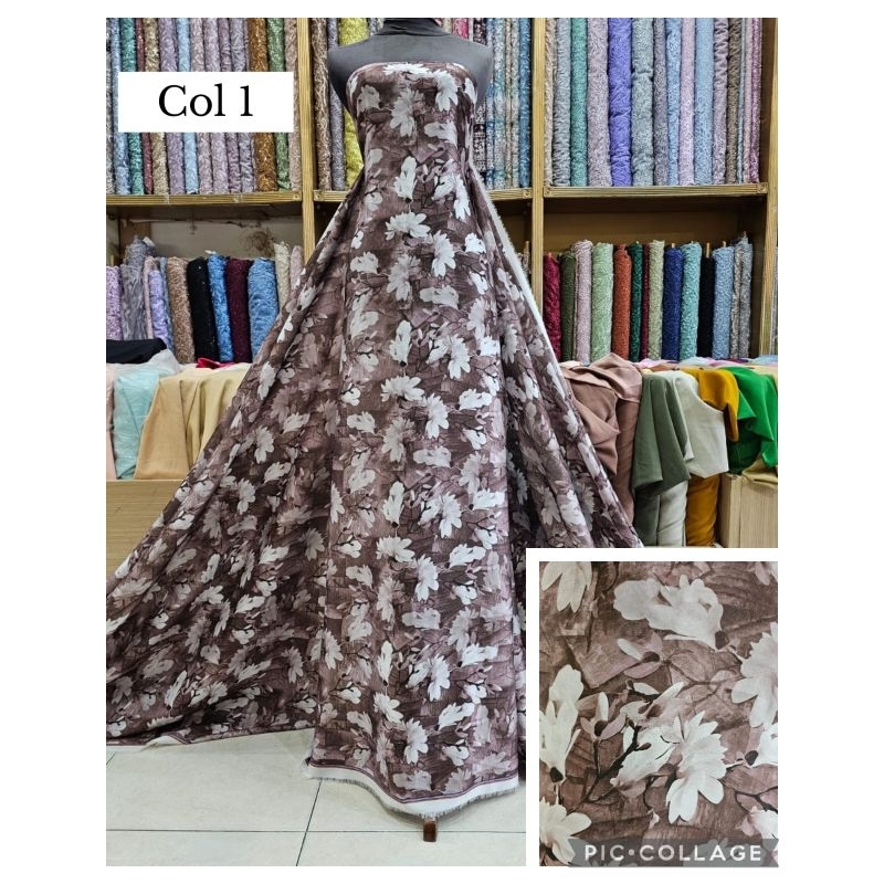 Santorini silk motif / Santorini bunga / bahan Santorini silk