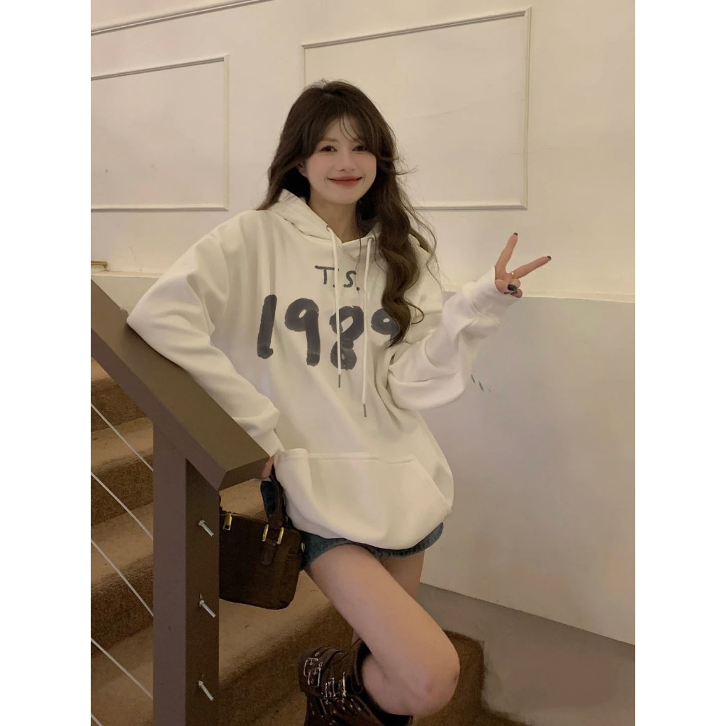Super Deal Cod Fastfash Putih Sweater Hoodie Jumper Wanita 1989 Taylor Swift The Eras Tour Oversize