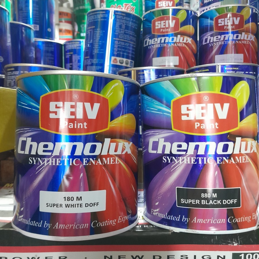Seiv Chemolux Hitam/ Putih Matte/ Cat Besi Kayu Super Black White Doff/ Cat Minyak SEIV Dop