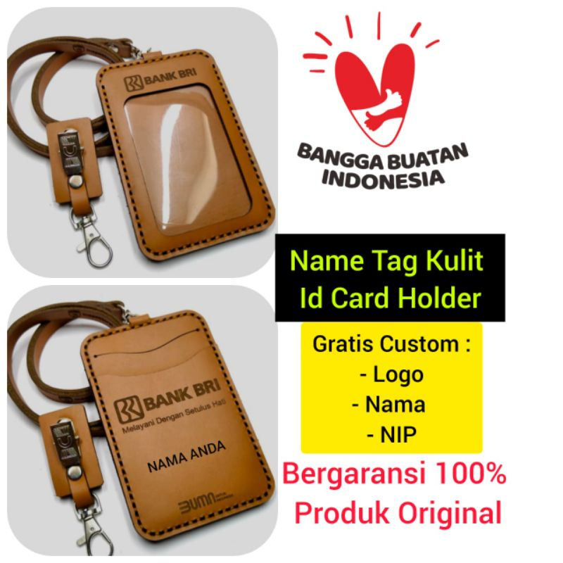 

NAME TAG KULITbasli - ID CARD HOLDER PERUSAHAAN Cstum logo dan nama