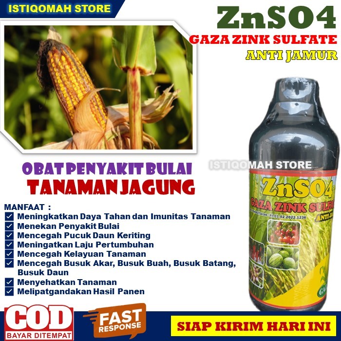 Obat Penyakit Bulai Pada Tanaman Jagung ZNSO4 GAZA ZINK SULFATE isi 500ML Anti Jamur Pupuk Pencegah 