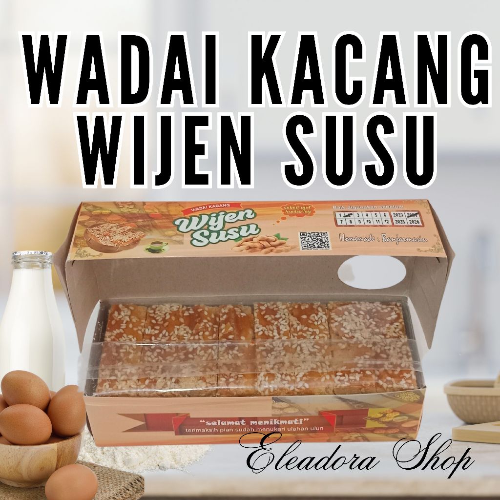 

Wadai Kacang Wijen Susu Khas Banjar - Kue Kacang Wijen Susu - Kemasan Kotak