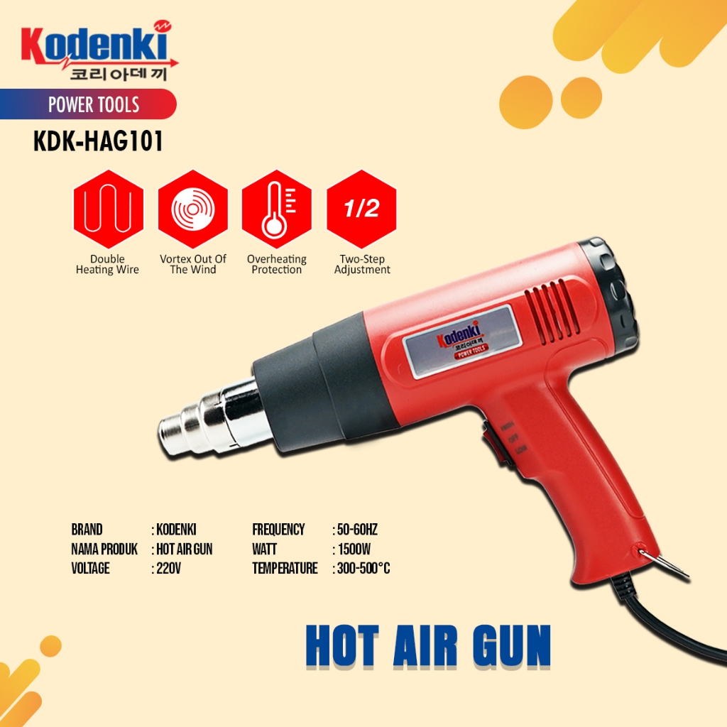 Mesin pemanas heat gun hot gun Kodenki 1500 watt heatgun air hotgun Mesin pemanas heat gun hot gun K