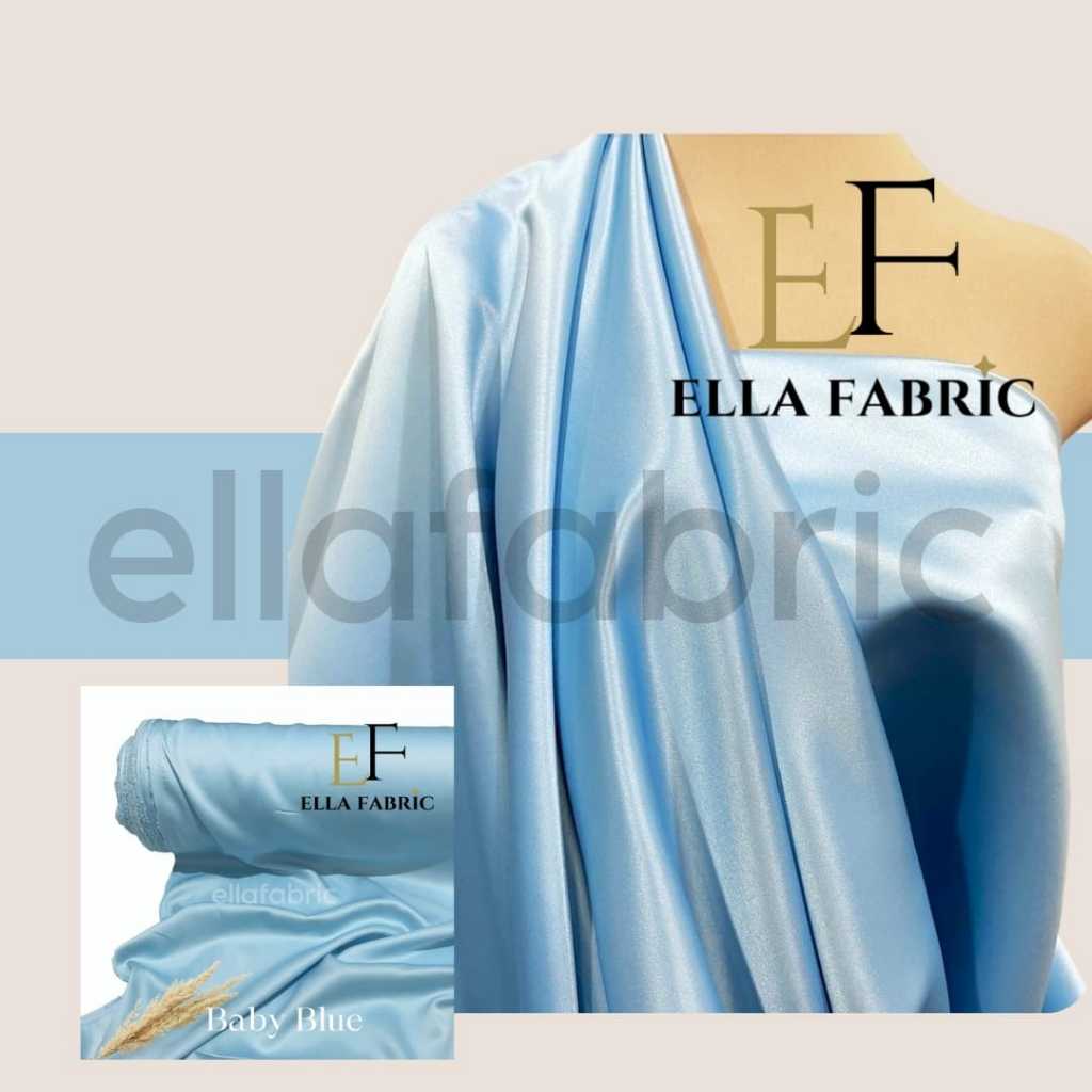 BAHAN KAIN SATIN PER KELIPATAN 1/2 (SETENGAH) Meter Satin Velvet Premium Baby Blue