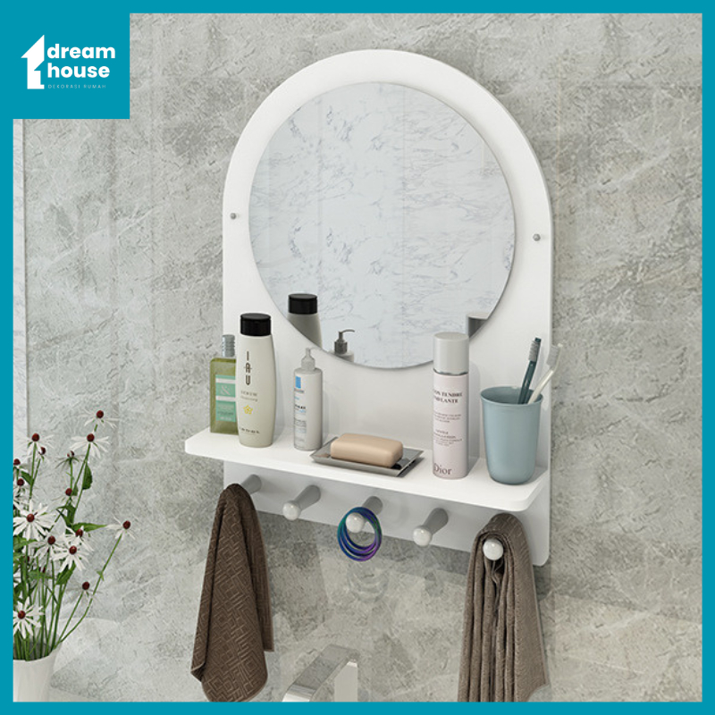 rak make up dinding kaca cermin rak gantung kamar mandi standing mirror penyimpanan make up kosmetik