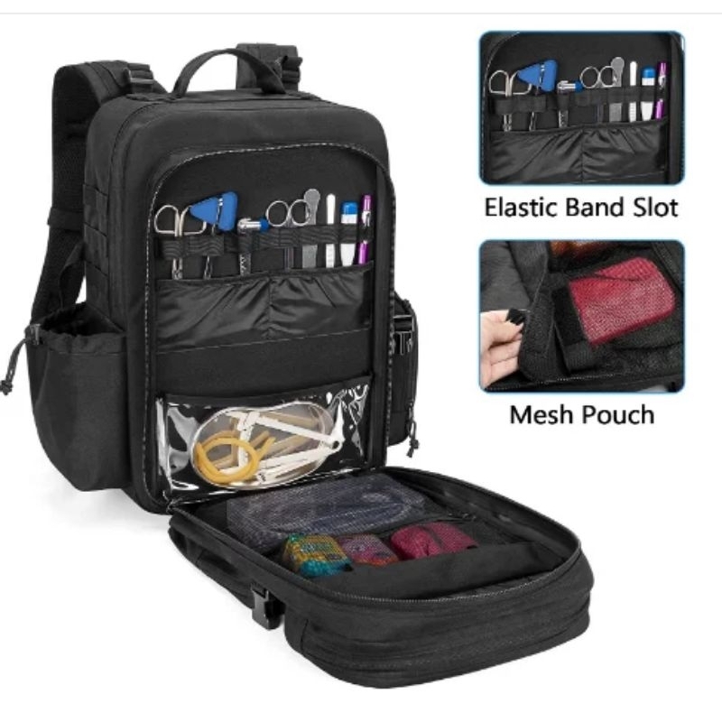 Tas medis alkes kapasitas besar warna hitam - ransel P3K lapangan