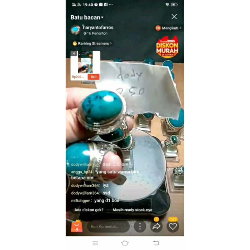 Batu bacan dokomajiko layak perak ring alpaka  size