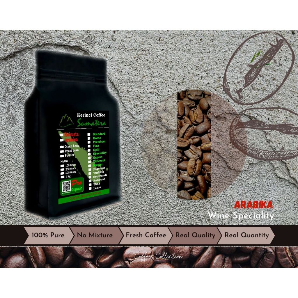 

Kopi Arabika Wine Premium - Roast Bean 250 Gram - Kerinci - Jambi