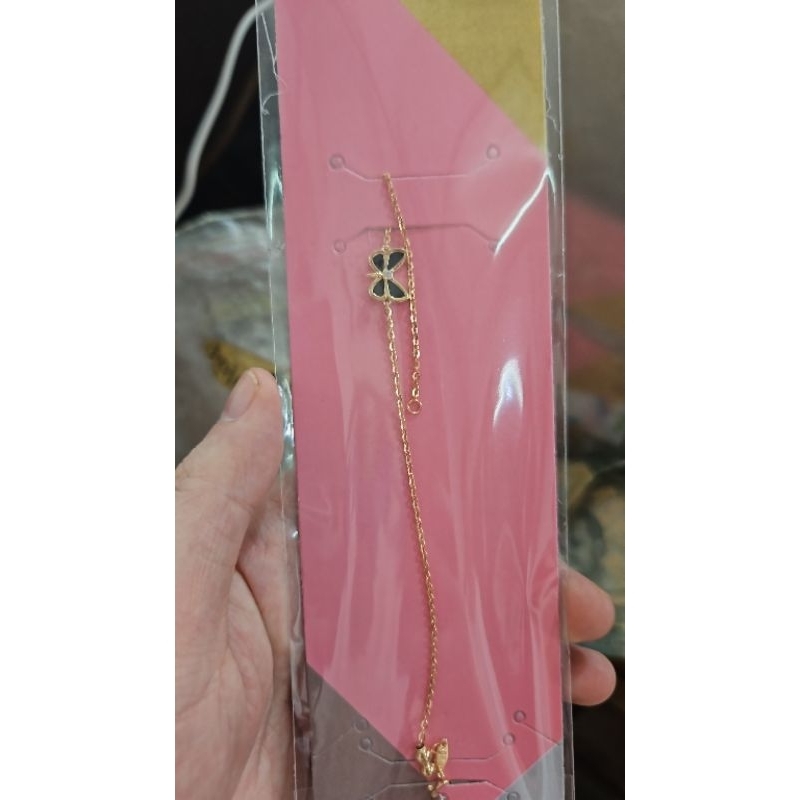 Gelang serut kupu-kupu butterfly plat kupu emas asli mata putih emas asli 375 besar jumbo