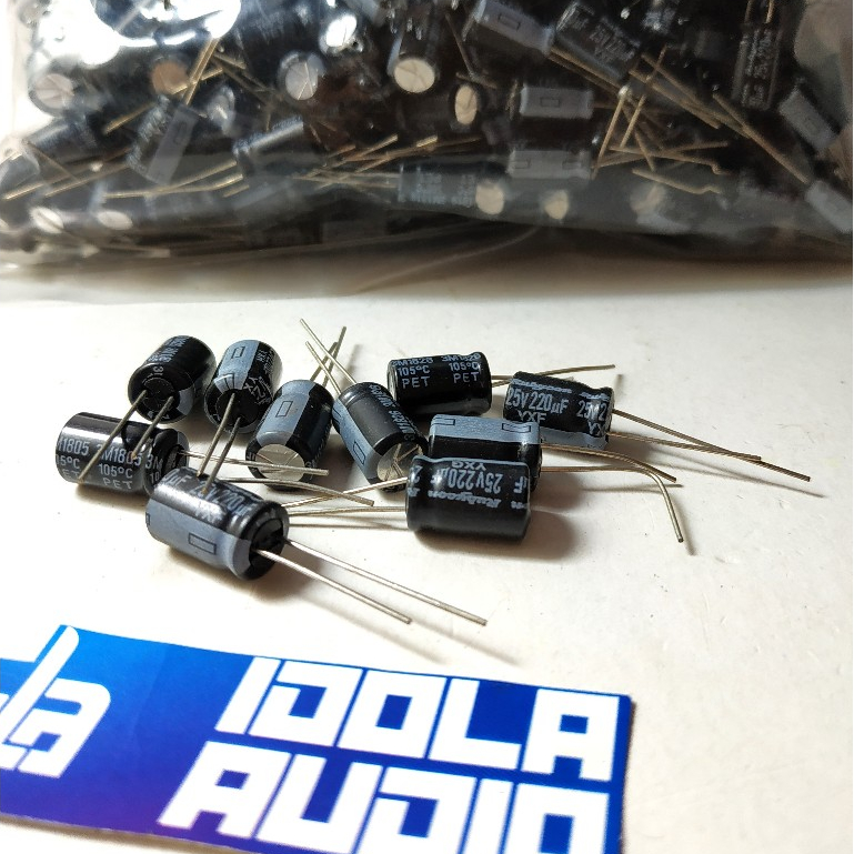 (10 PCS) RUBYCON Elco 220 uF / 25 Volt NON ROLL | Kapasitor Elko 220uF / 25V Rubycon