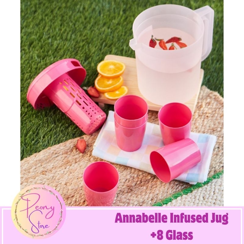 PeonyStore CPM ANNABELLE INFUSED JUG PLUS 8 GLASS/TEKO PLASTIK & GELAS