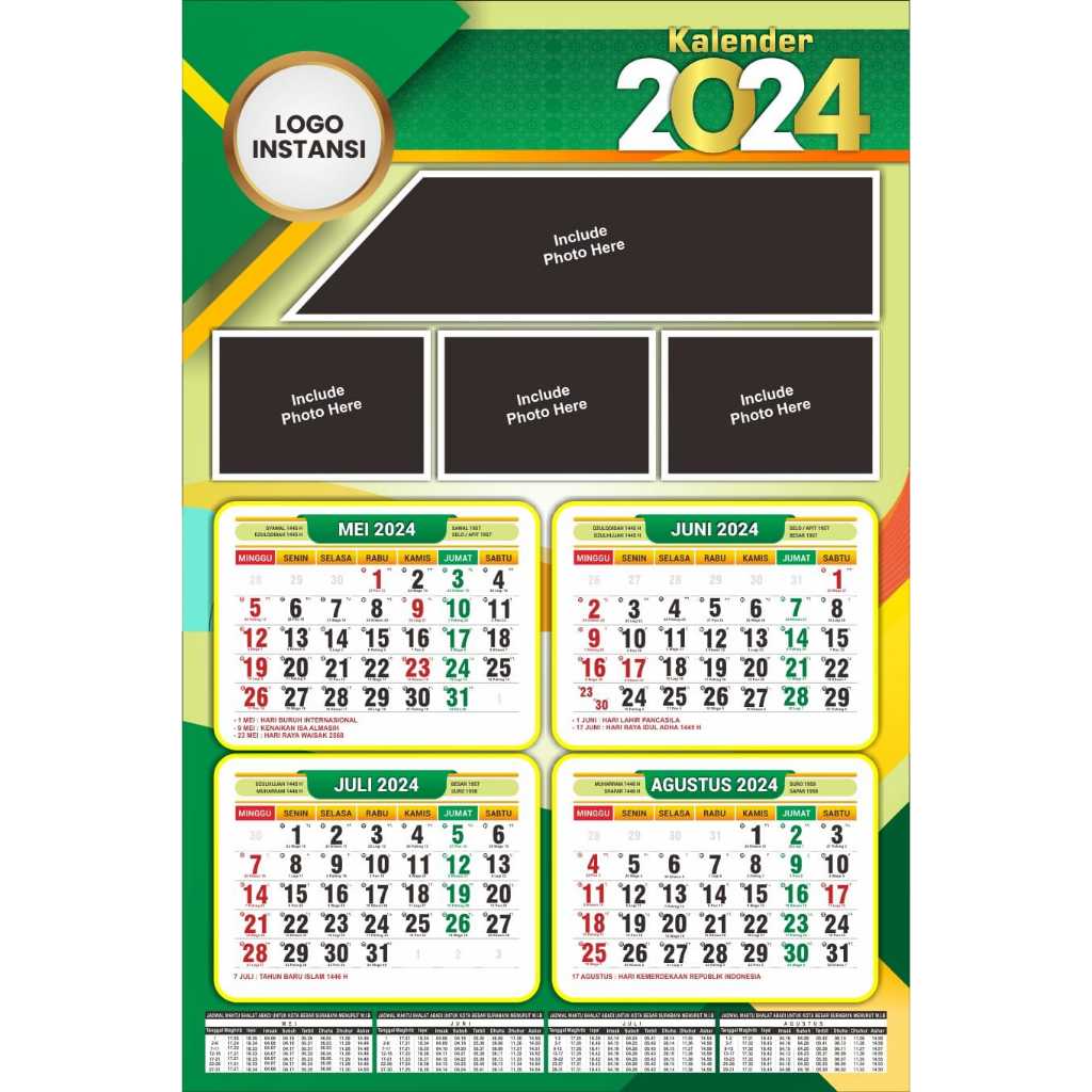 

Kalender Dinding 2025 | 3 Lembar | 4 Bulanan