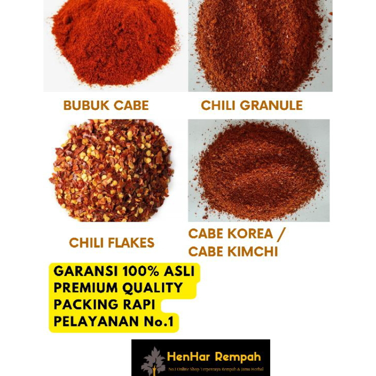 

➯⁂✯ Cabe Bubuk 50 gr & 100 gr | Cabe Granule | Cabe Flakes | Cabe Kimchi 50 gr & 100 gr