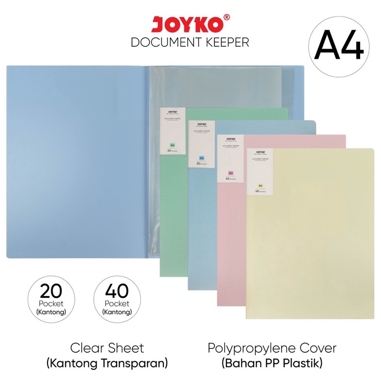 

9.9 BRANDS FESTIVAL (ISI 20 & 40 LBR) Document Keeper Clear Holder Map File Dokumen Folder Joyko DK Pastel