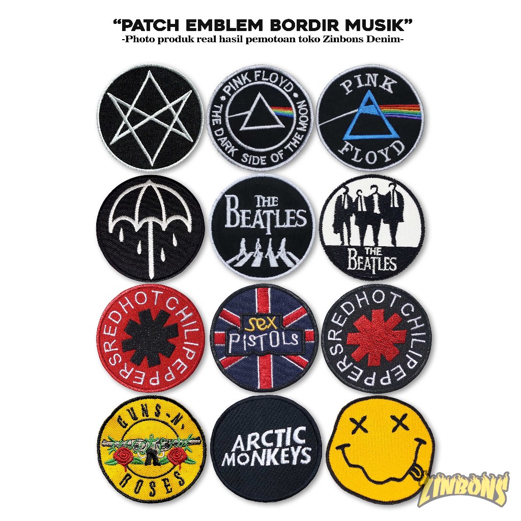 Patch bordir musik emblem bordir band rolling stones patch iron
