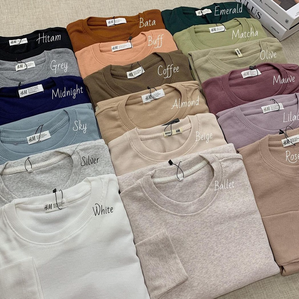 LANGSUNG ORDER Kaos Rib premium lengan panjang | Kaos polos lengan panjang rib premium / Kaos Rib Pr