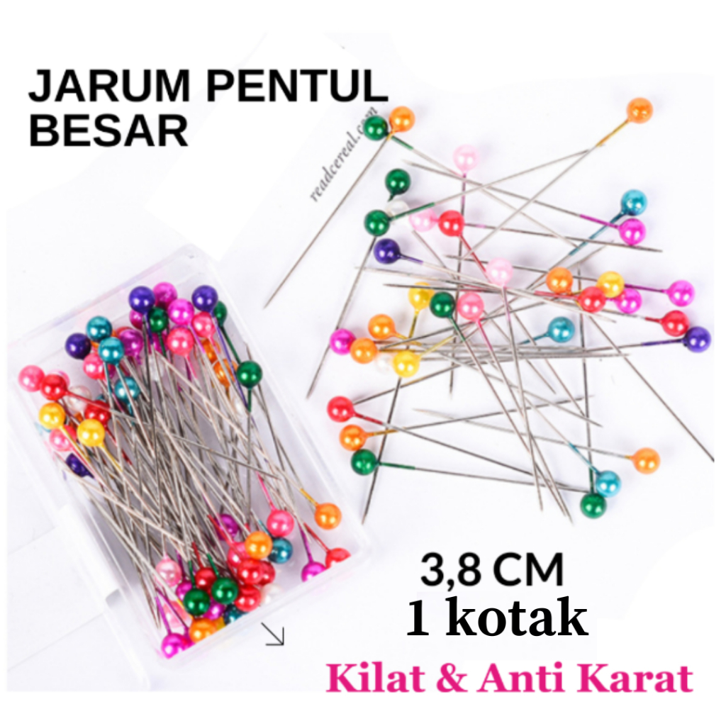 JARUM PENTUL ANTI KARAT PREMIUM STAINLESS KILAT TAJAM / JARUM PENT0L HIJAB JILBAB DAGU BOX MIX WARNA