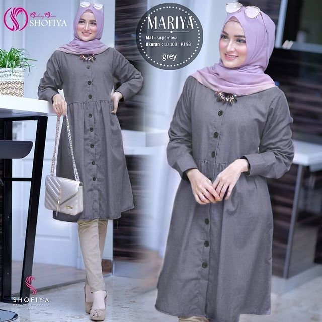 Mariya Top Atasan Wanita Tunik Denim