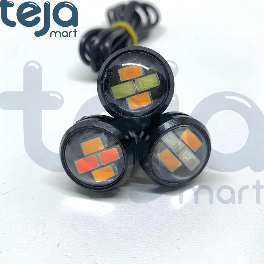 Seller Lampu LED Mata Elang 2 warna color 2in1 Eagle Eyes Sein Senja rem Mobil Motor DC 3 kabel