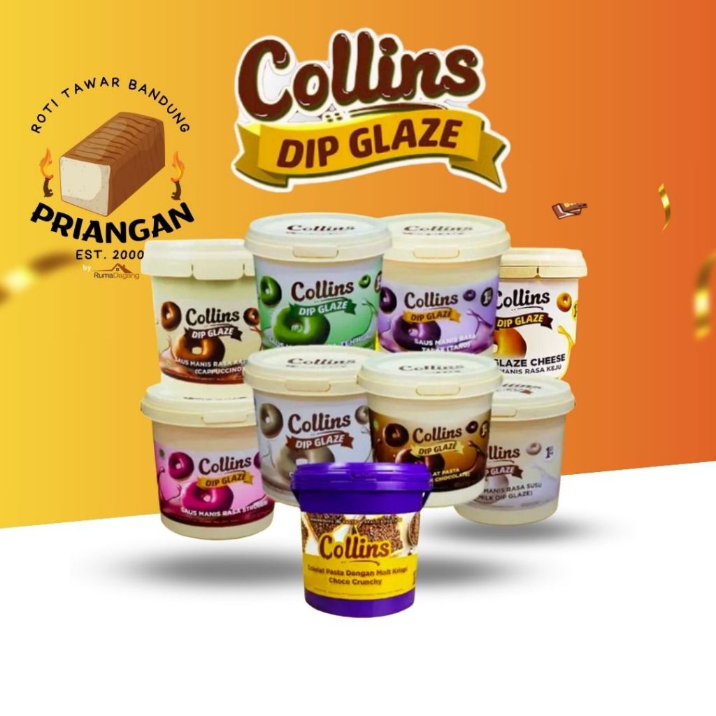 

COLLINS DIP GLAZE 1KG - Topping Selai Donat / Kue Aneka Rasa - Chocolate Coklat Choco Crunchy / Strawberry Stroberi / Milk Susu / Teh Hijau Matcha Greentea / Tiramisu / Chesee Keju/ Taro Ubi Ungu