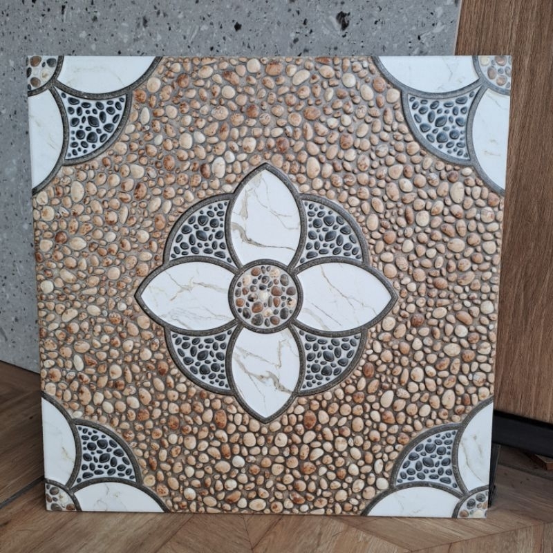keramik lantai teras / lantai garasi / batu alam / batu sikat mulia 40x40 CORALITO BEIGE