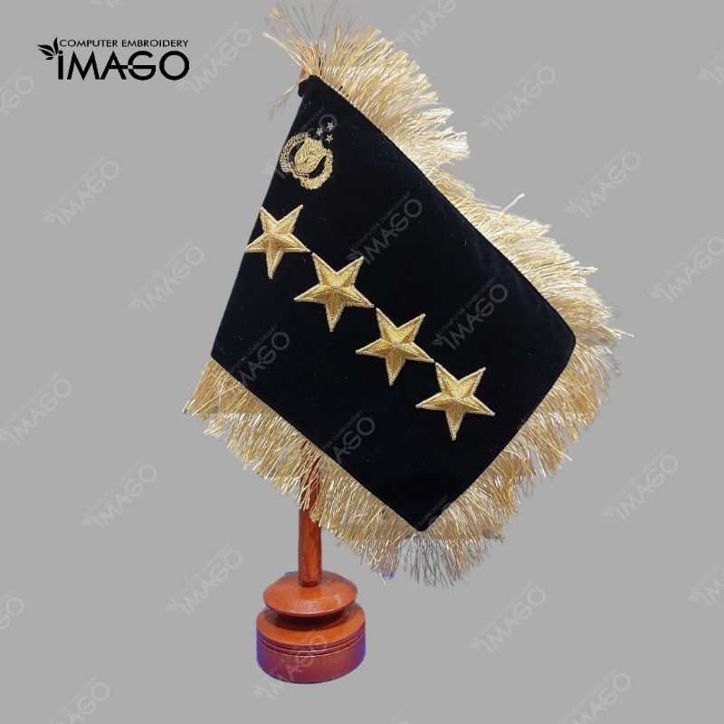 Bendera meja Bintang 4 polri miniatur