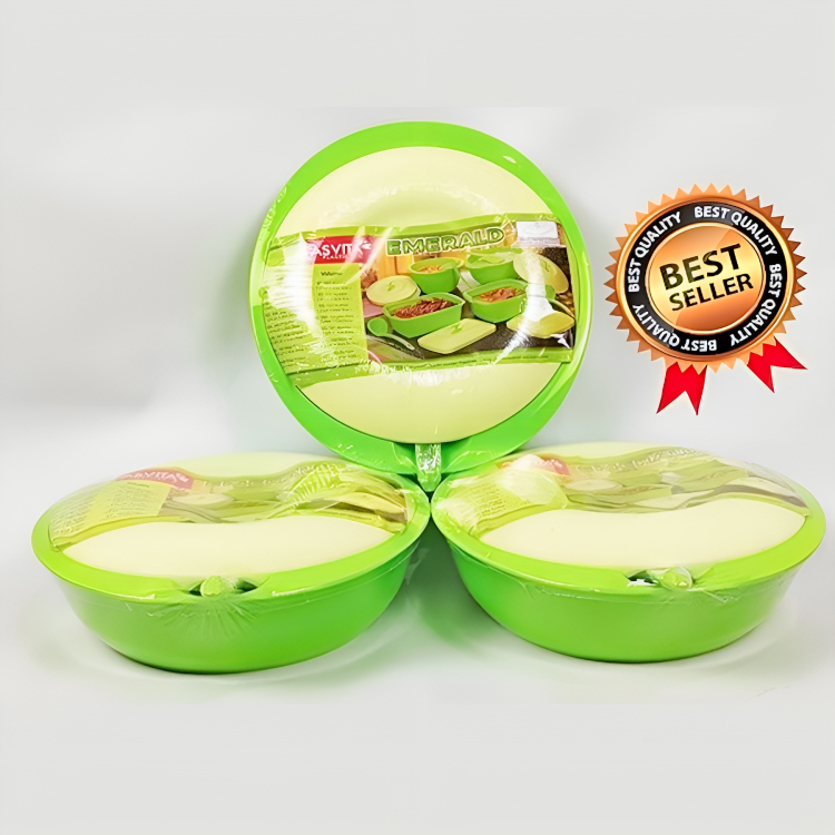 ASVITA Emerald Basi Bulat Tempat Makanan Sayur dan Buah