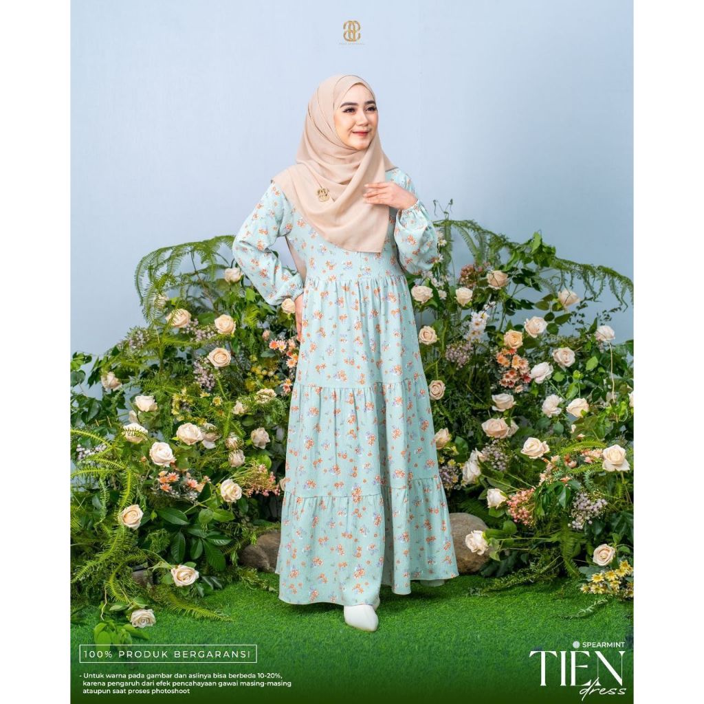 TIEN DRESS MINT L BY PUAN/GAMIS CRINKLE/GAMIS CRINKLE MOTIF