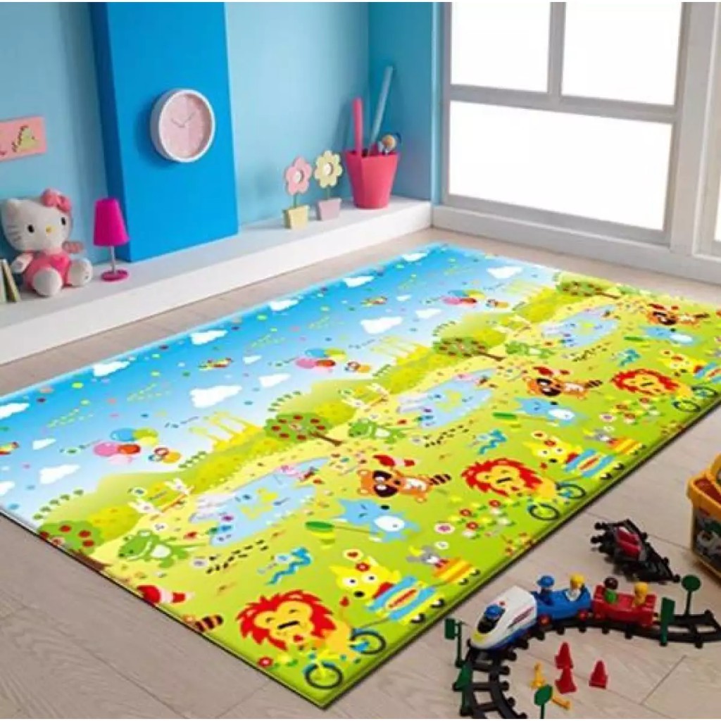 KARPET SANTAI RUMAH TIKAR SPON LIPAT WATERPROOF KARAKTER UKURAN 120CM