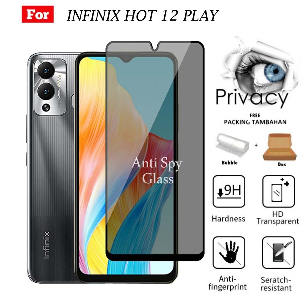 Tempered Glass Spy/Privasi Infinix Hot 12 Play - Pelindung Layar Handphone Infinix Hot 12 Play