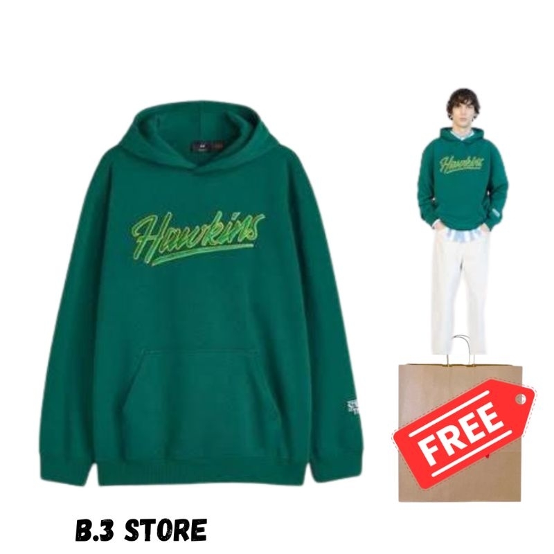 Hoodie Jaket HM Hawkins Green Hoodie Sweater Pria Wanita Fulltag