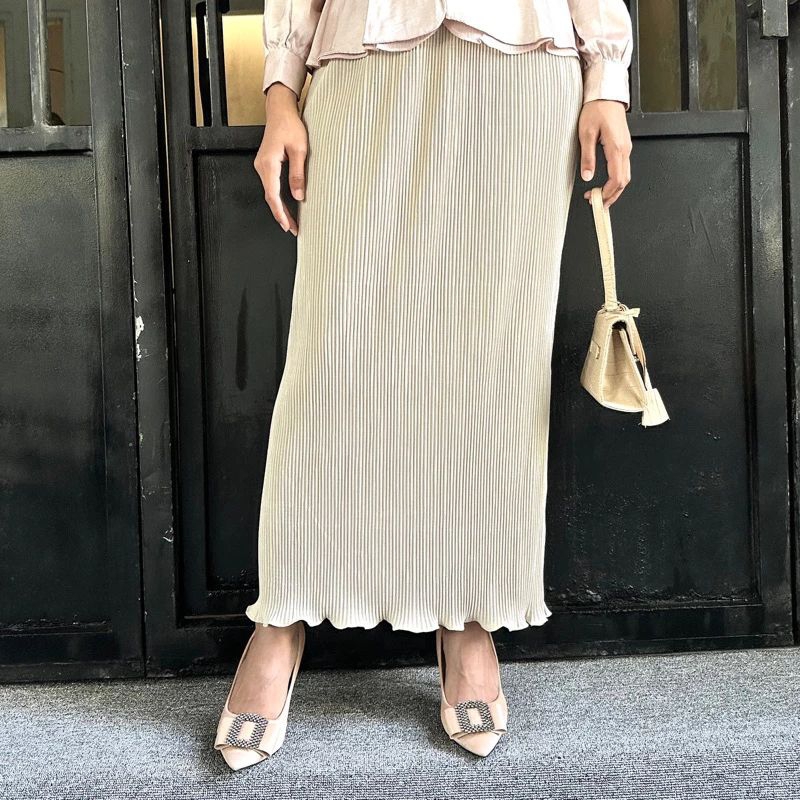 ROK SPAN PLISKET LIDI KECIL WANITA OOTD KONDANGAN KEKINIAN BAWAHAN ROK KETAT MODEL WAVY LIDI KECIL P