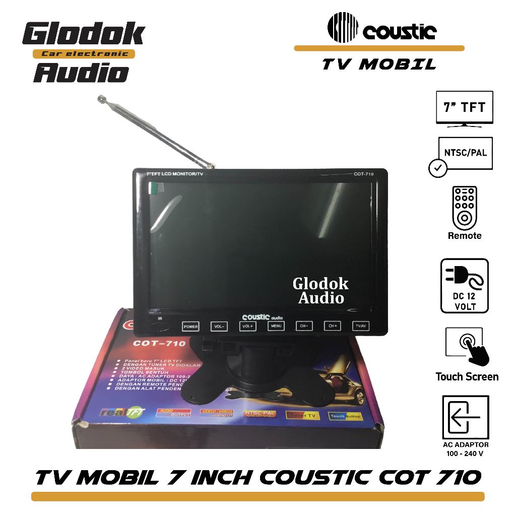 TV Mobil  Coustic Audio COT 710  7 Inch LCD TFT monitor Remote