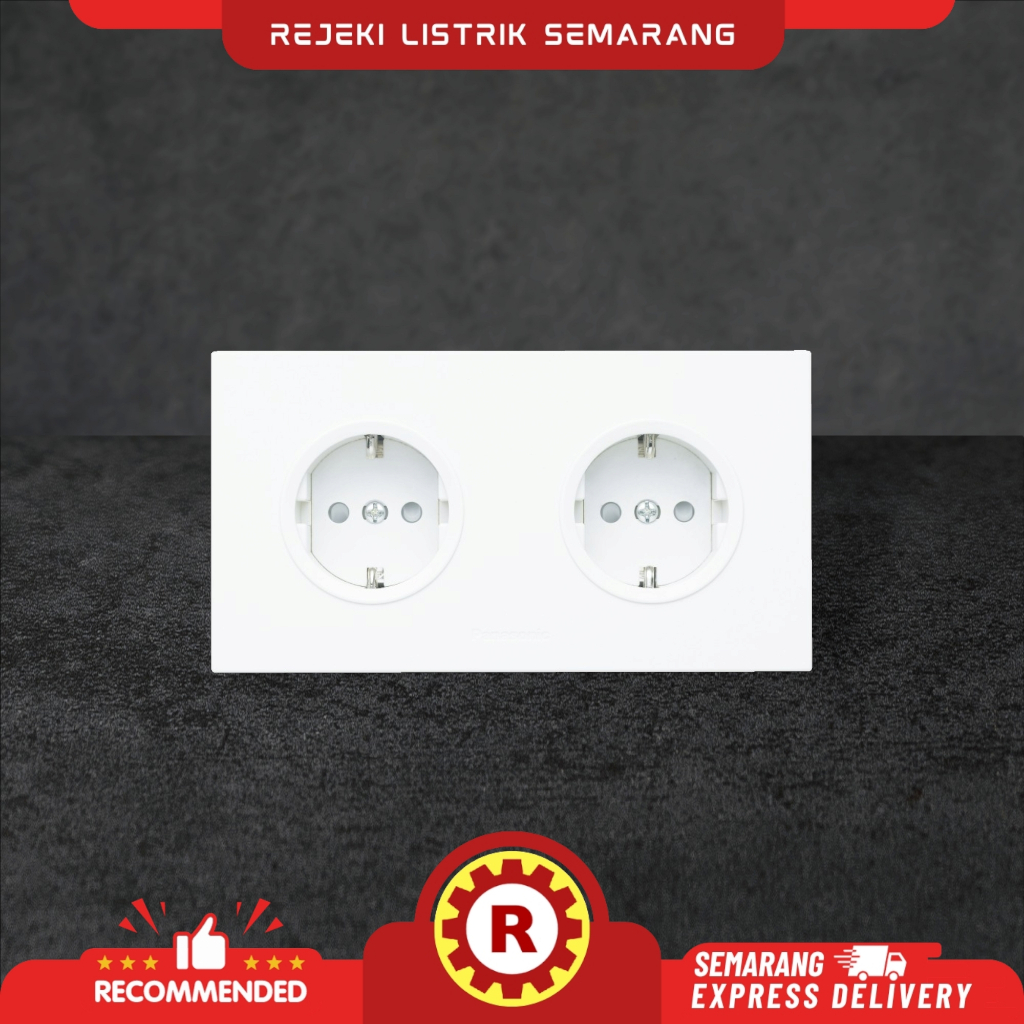 STOP KONTAK 2 GANG PANASONIC STYLE-E  IB CP DENGAN PENGAMAN PUTIH, SILVER, HITAM WESJP11222
