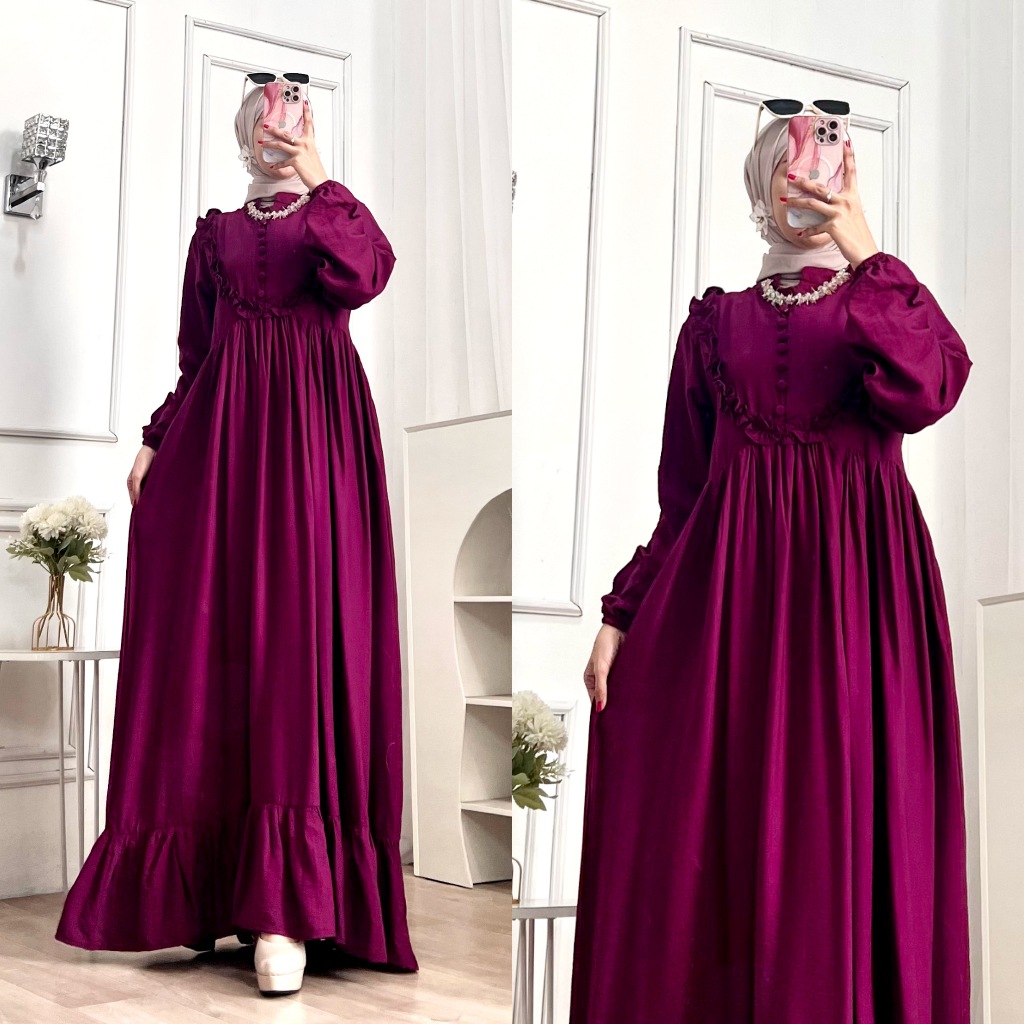 GAMIS MARIYYA BAHAN POLO LINEN by JONA (JELLO VERSI PREMIUM) PAKAIAN WANITA MUSLIM DRESS DEWASA