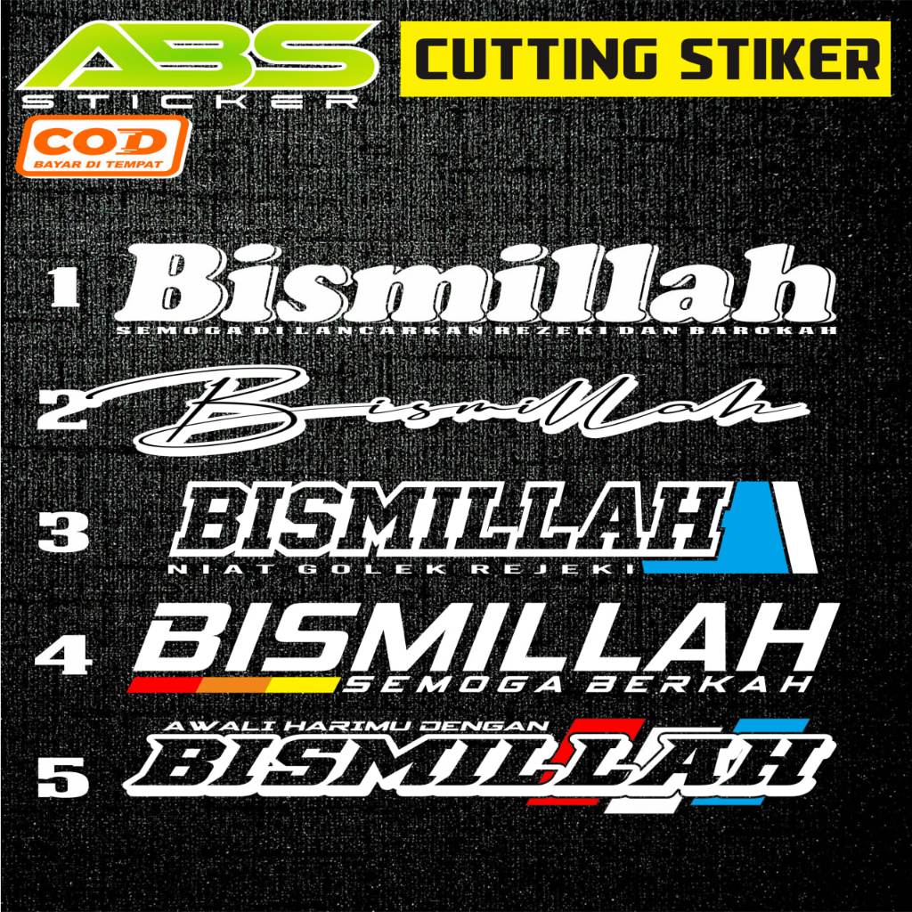 STIKER BISMILLAH / STICKER TULISAN BISMILLAH KACA MOBIL PICK UP / TRUK /STICKER KATA KATA